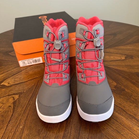 Merrell Girls Waterproof Snow Winter Boots Grey Pink - Picture 2 of 8